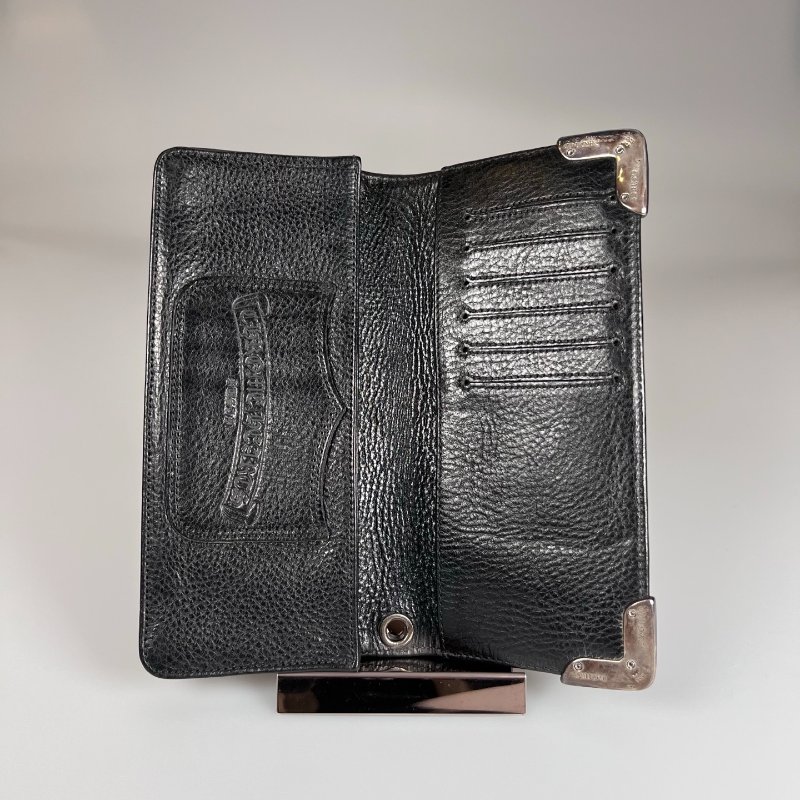 Chrome Hearts 黑皮革鐵牌對開長夾-6