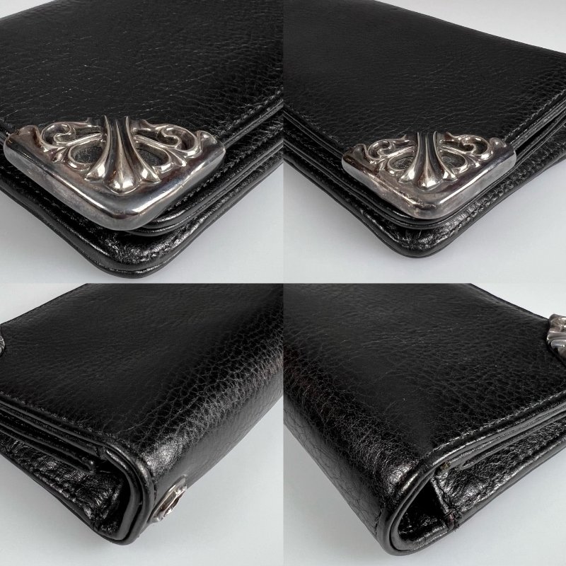 Chrome Hearts 黑皮革鐵牌對開長夾-9