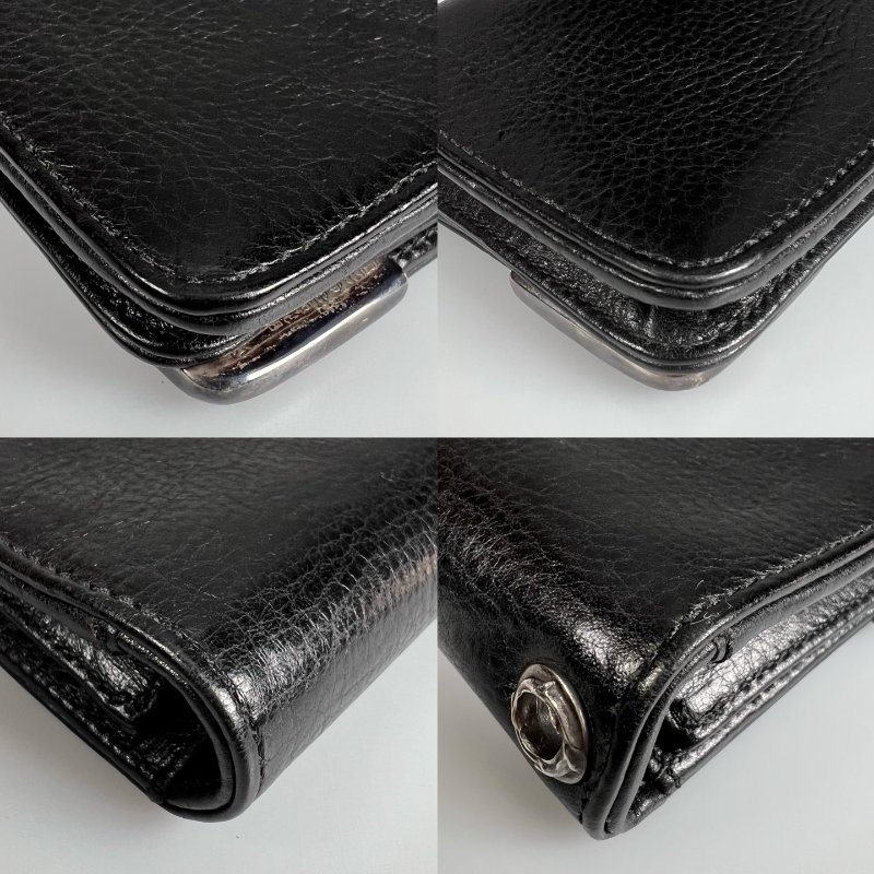 Chrome Hearts 黑皮革鐵牌對開長夾-10