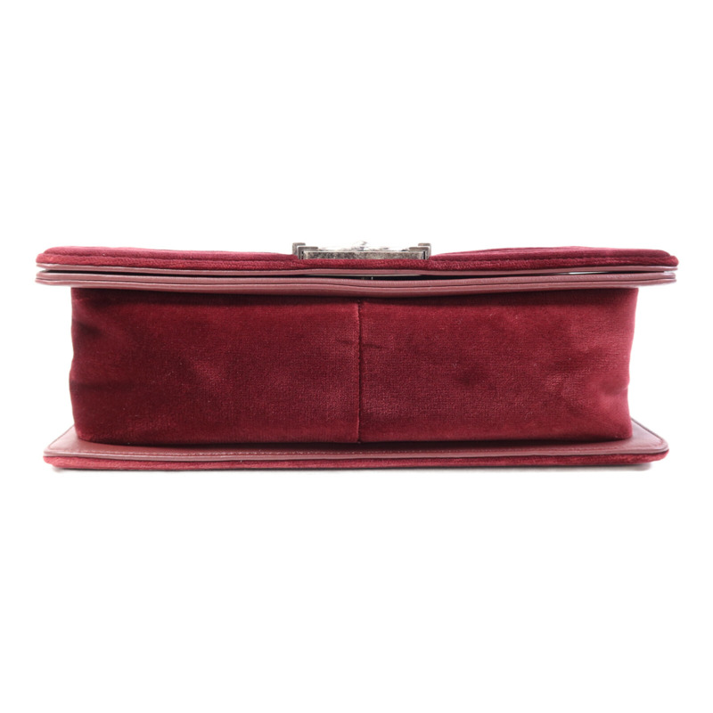 CHANEL 天鵝絨Boy 25銀扣鏈帶肩背袋-3