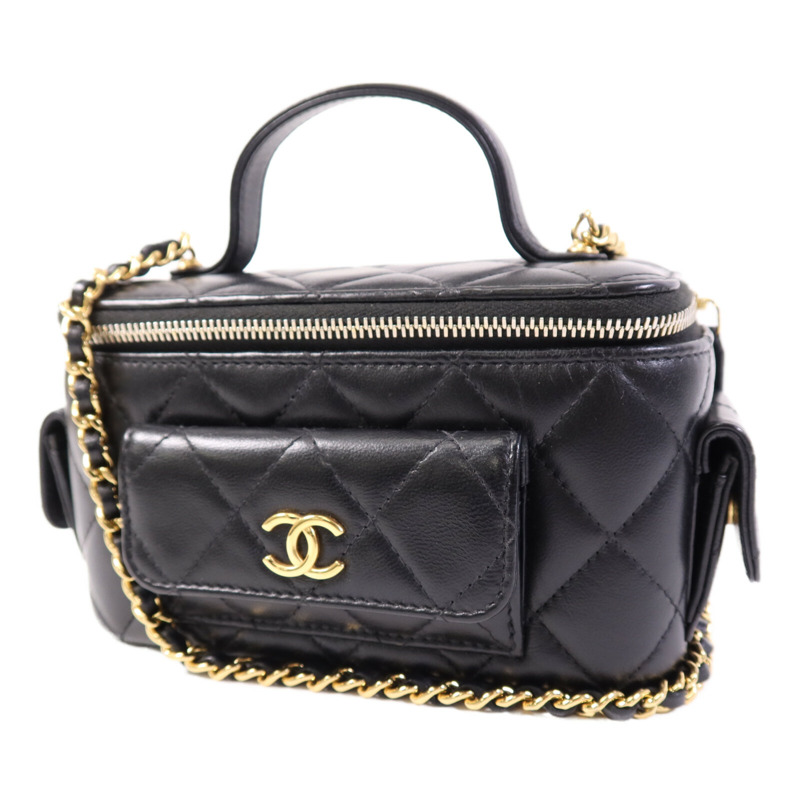 CHANEL 羊皮皮革Vanity Case金扣鏈帶肩背袋-2