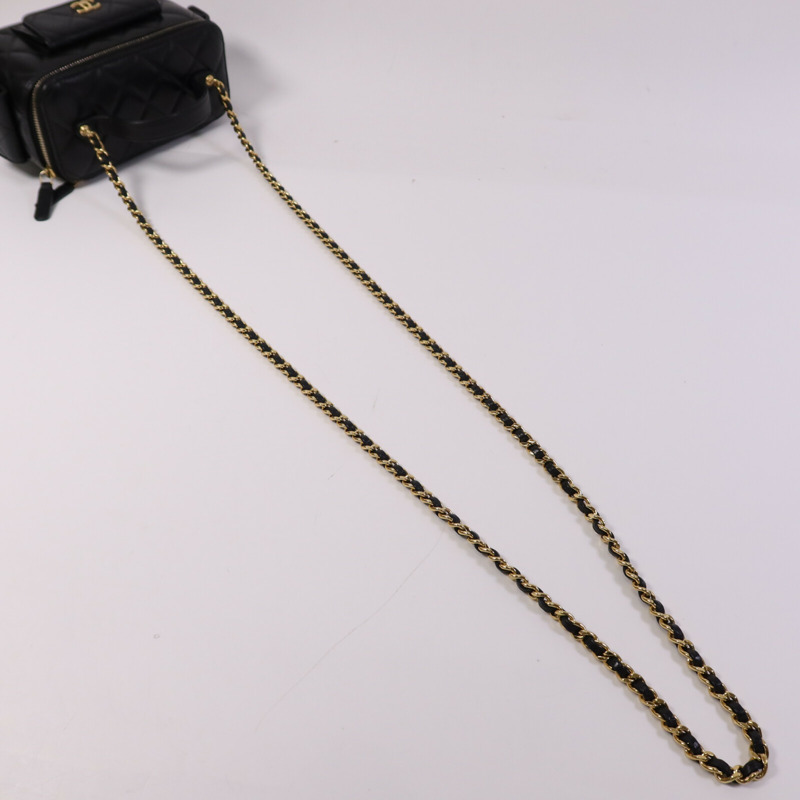 CHANEL 羊皮皮革Vanity Case金扣鏈帶肩背袋-8