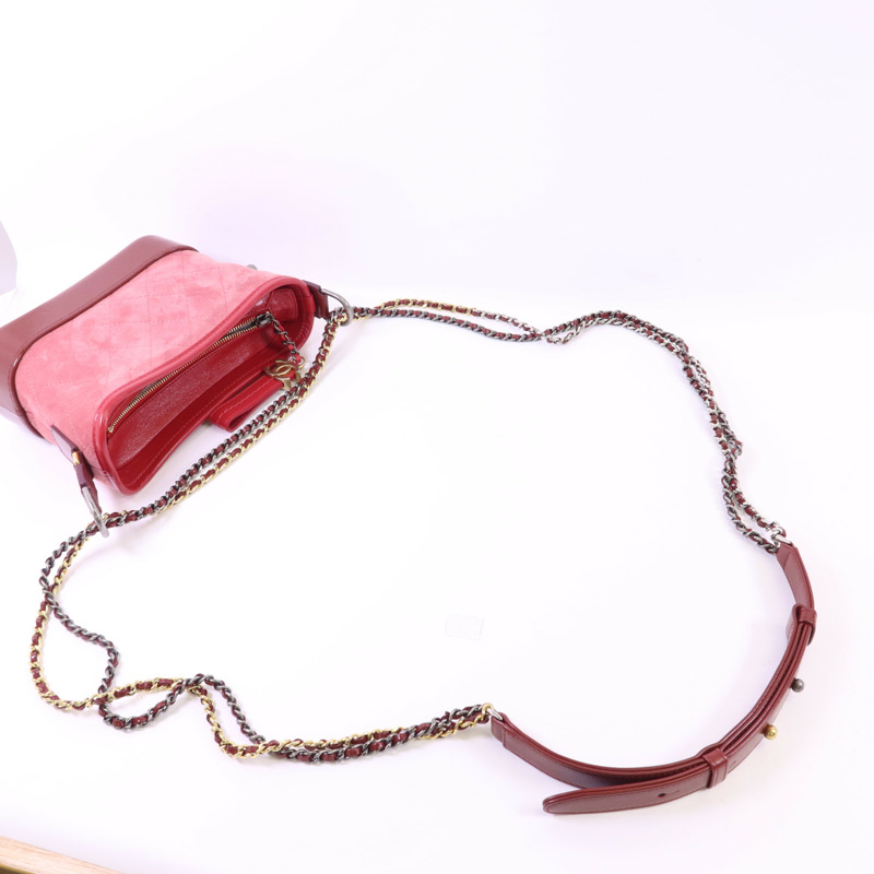 CHANEL 牛皮皮革/麂皮皮革Gabrielle Small鏈帶肩背袋-5