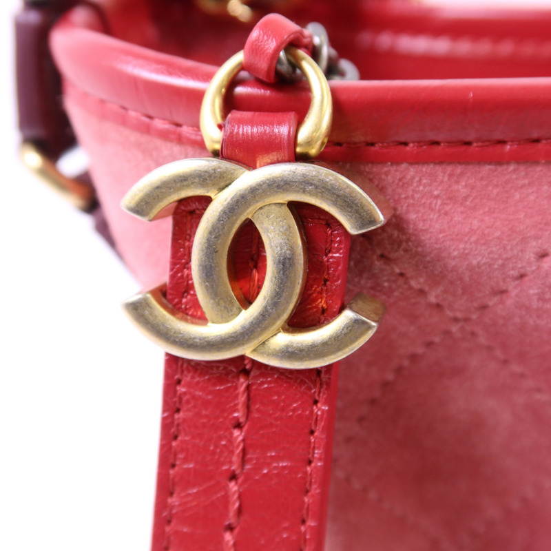 CHANEL 牛皮皮革/麂皮皮革Gabrielle Small鏈帶肩背袋-10