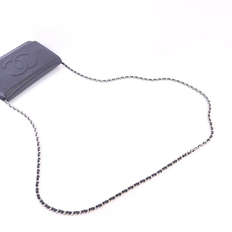 CHANEL 牛皮皮革WOC Wallet On Chain銀扣鏈帶肩背袋-4