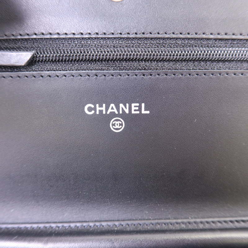 CHANEL 牛皮皮革WOC Wallet On Chain銀扣鏈帶肩背袋-6
