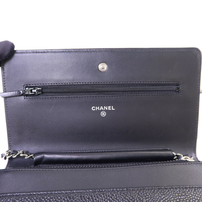 CHANEL 牛皮皮革WOC Wallet On Chain銀扣鏈帶肩背袋-10