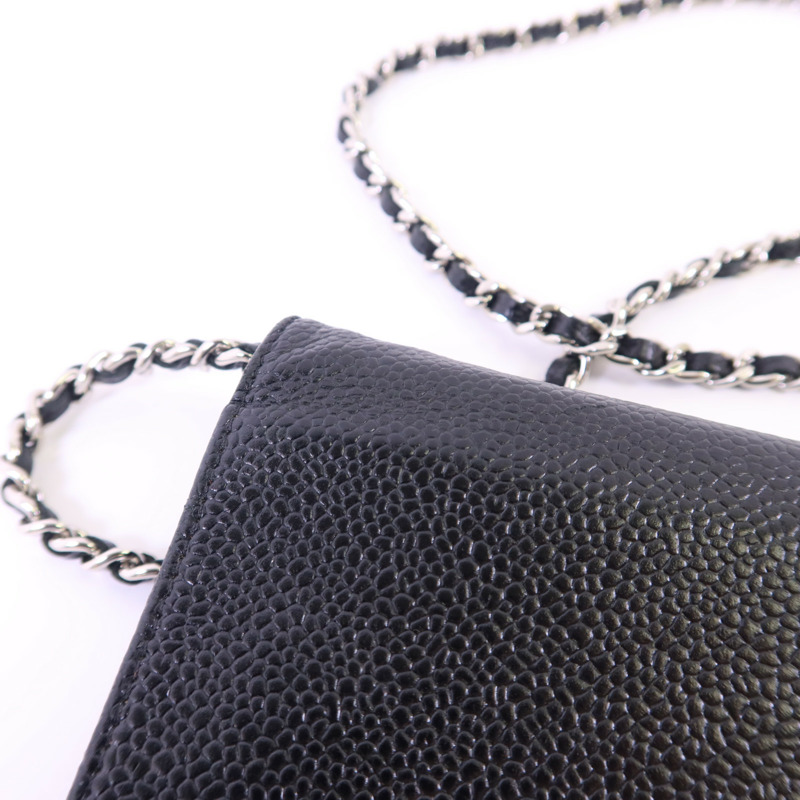 CHANEL 牛皮皮革WOC Wallet On Chain銀扣鏈帶肩背袋-16