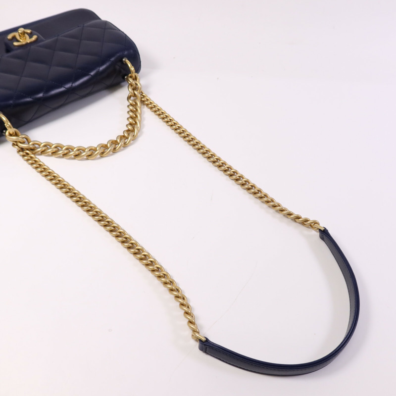 CHANEL 牛皮皮革Chain Shoulder Bag金扣鏈帶肩背袋-8