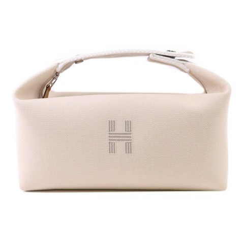 HERMES 帆布Bride a Brac銀扣手挽袋