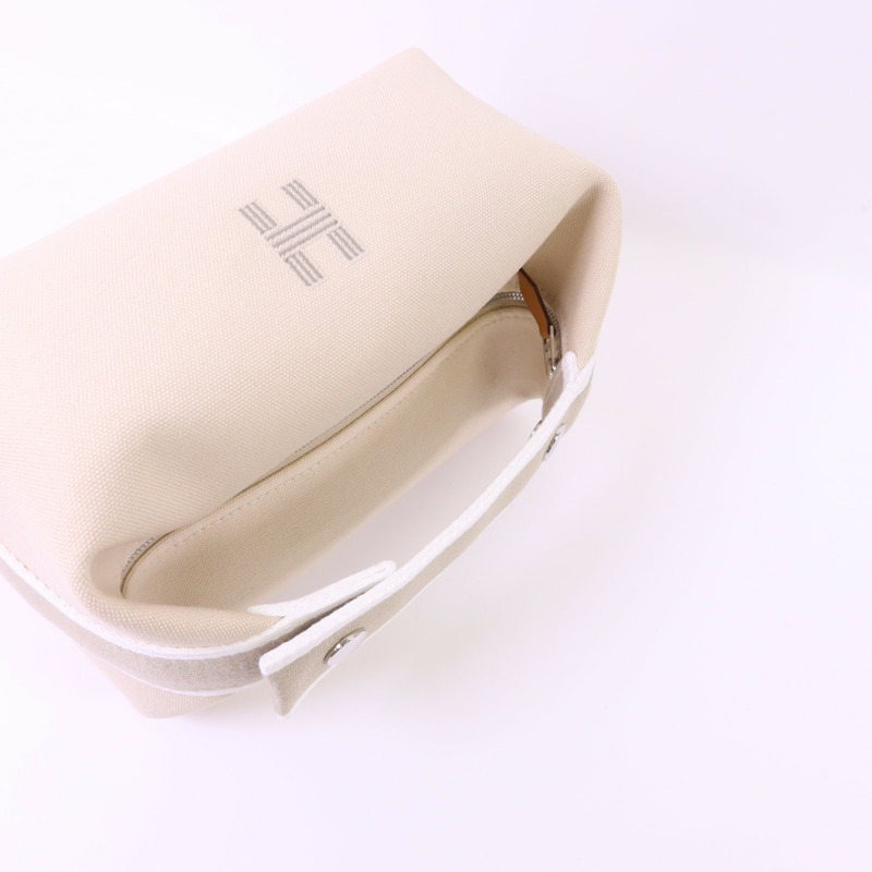 HERMES 帆布Bride a Brac銀扣手挽袋-4
