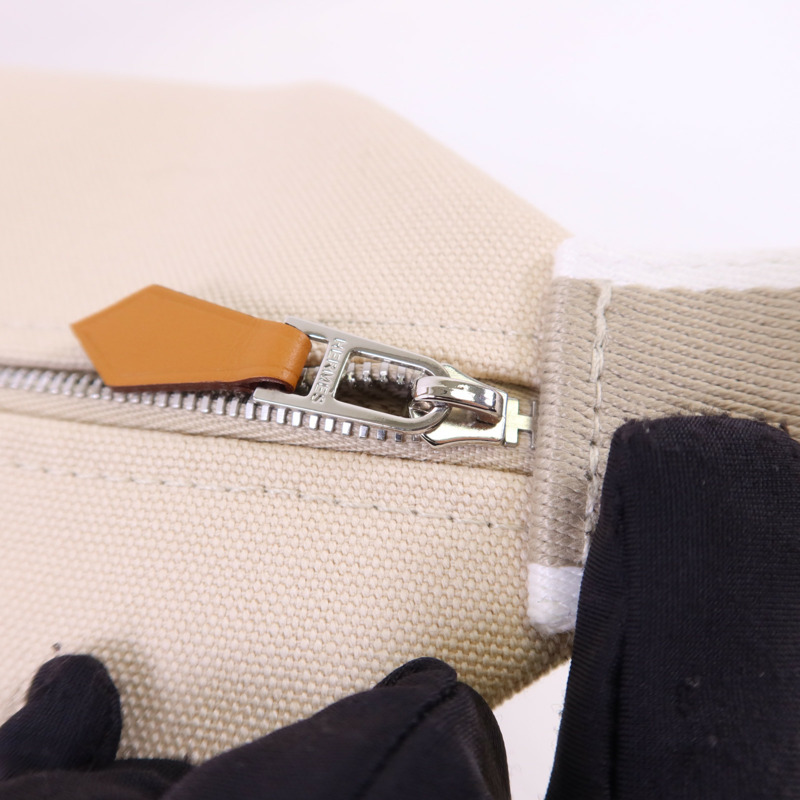 HERMES 帆布Bride a Brac銀扣手挽袋-7