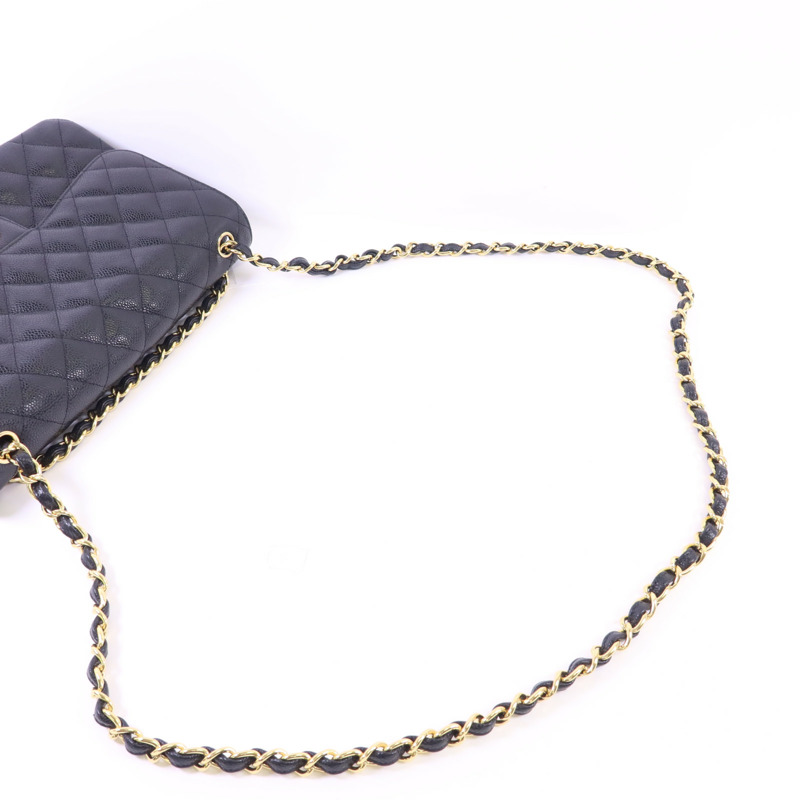 CHANEL 牛皮皮革Large Classic金扣鏈帶肩背袋-4