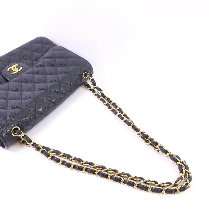 CHANEL 牛皮皮革Large Classic金扣鏈帶肩背袋-5