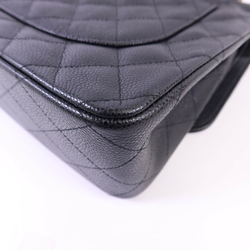 CHANEL 牛皮皮革Large Classic金扣鏈帶肩背袋-13