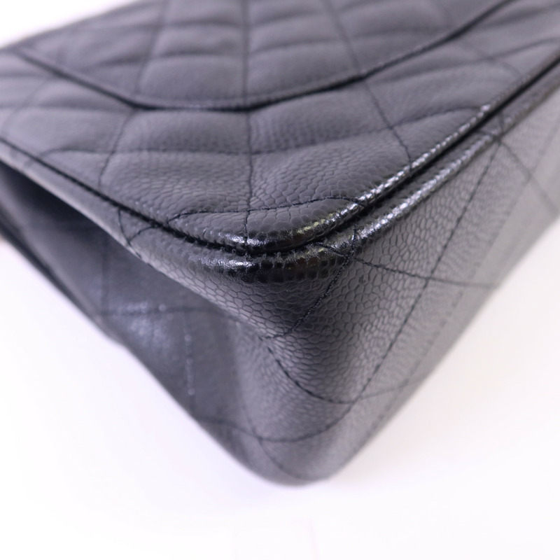 CHANEL 牛皮皮革Large Classic金扣鏈帶肩背袋-14