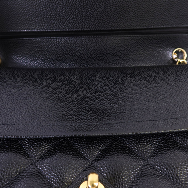 CHANEL 牛皮皮革Large Classic金扣鏈帶肩背袋-15