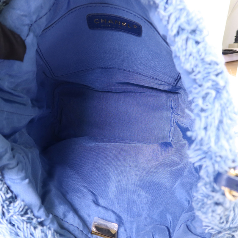 CHANEL 牛仔布料Denim Mood Chain Bucket Bag金扣鏈帶肩背袋-4