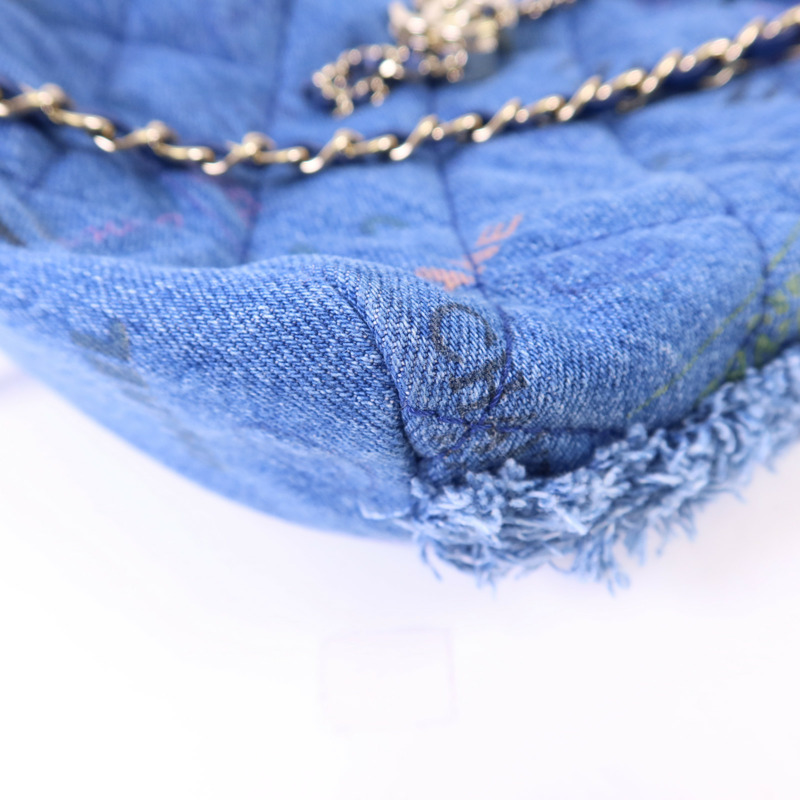 CHANEL 牛仔布料Denim Mood Chain Bucket Bag金扣鏈帶肩背袋-10