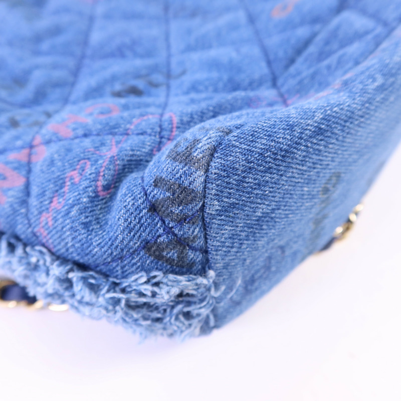 CHANEL 牛仔布料Denim Mood Chain Bucket Bag金扣鏈帶肩背袋-13