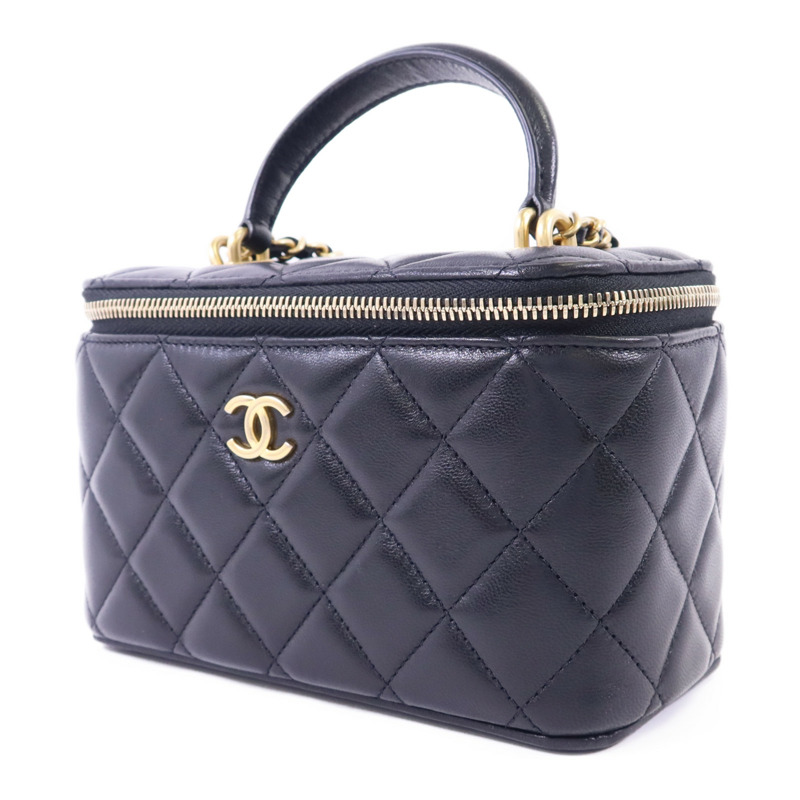 CHANEL 羊皮皮革Vanity Case金扣手挽肩背兩用袋-2