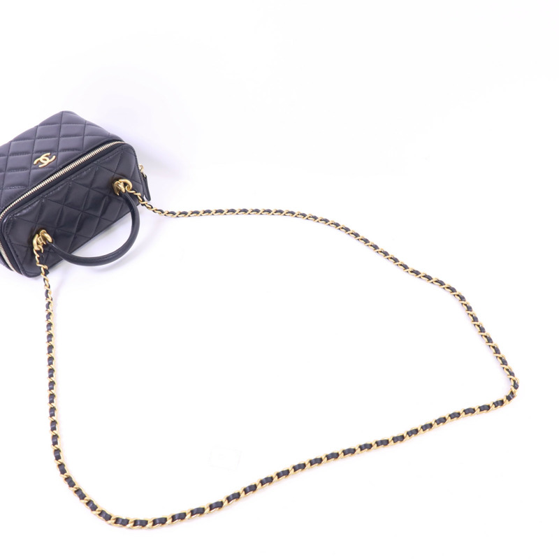 CHANEL 羊皮皮革Vanity Case金扣手挽肩背兩用袋-4