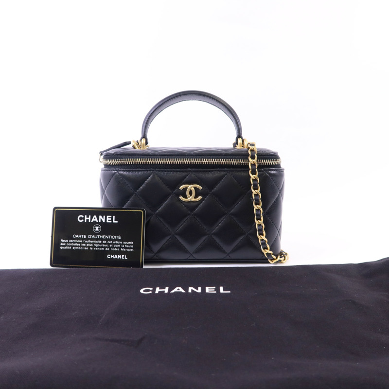 CHANEL 羊皮皮革Vanity Case金扣手挽肩背兩用袋-15