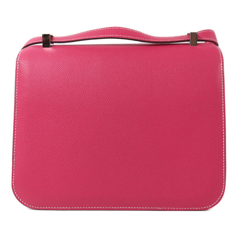 HERMES Epsom皮革Constance 24銀扣肩背袋Rose Tyrien-1