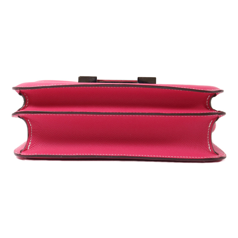 HERMES Epsom皮革Constance 24銀扣肩背袋Rose Tyrien-3