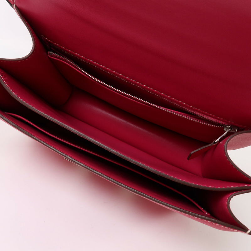 HERMES Epsom皮革Constance 24銀扣肩背袋Rose Tyrien-4