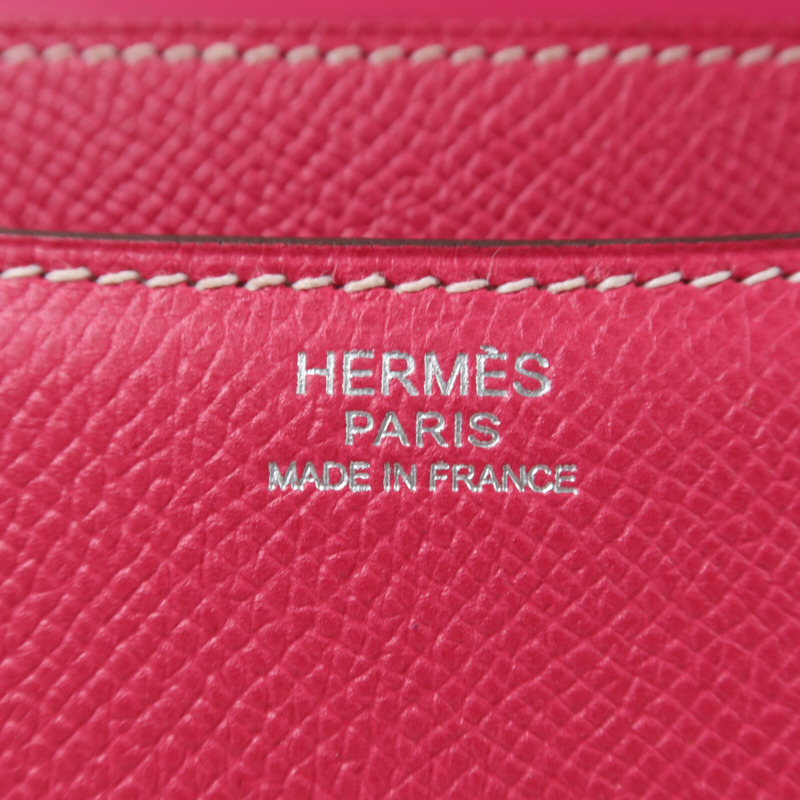 HERMES Epsom皮革Constance 24銀扣肩背袋Rose Tyrien-5