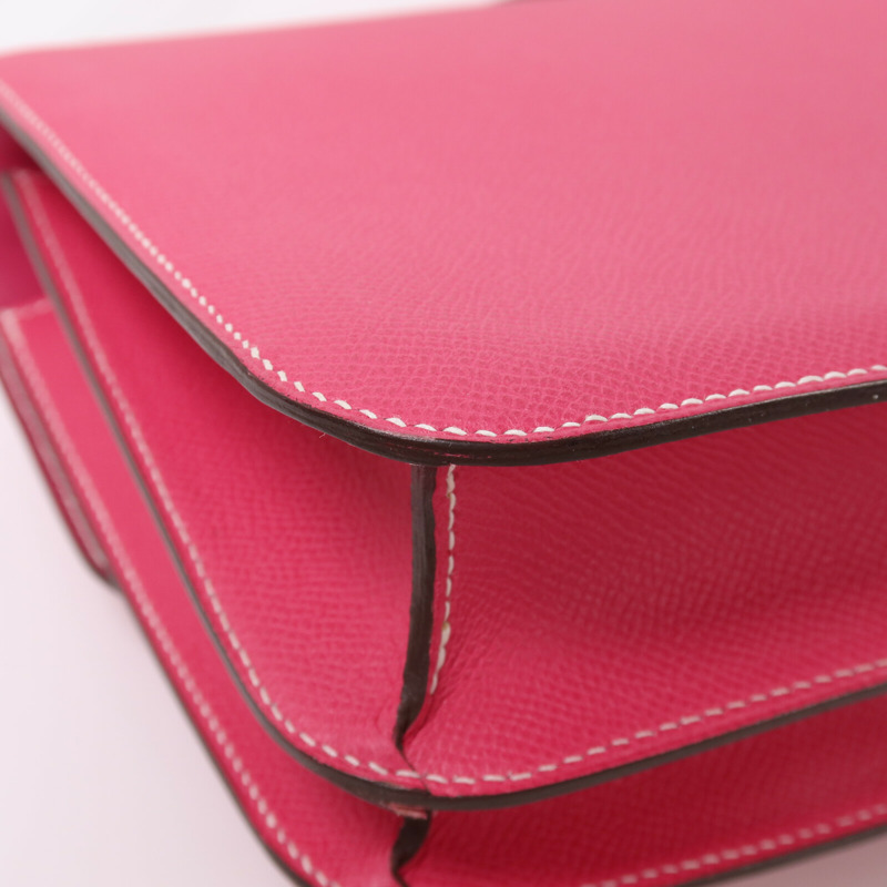 HERMES Epsom皮革Constance 24銀扣肩背袋Rose Tyrien-11