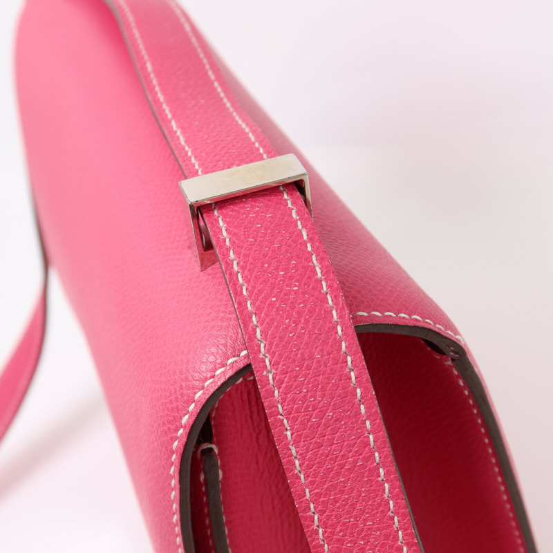 HERMES Epsom皮革Constance 24銀扣肩背袋Rose Tyrien-13