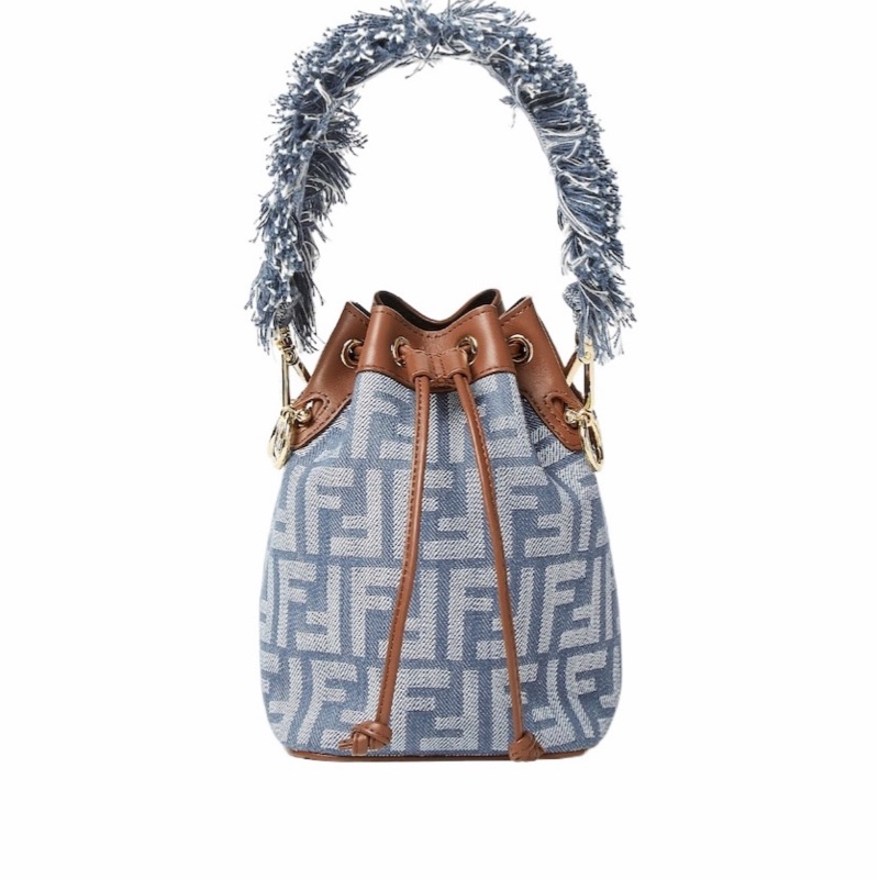 Fendi 女士 Mon Tresor 牛仔效果 FF 提花迷你包均碼碼MINI、14cm*12cm*18cm-0