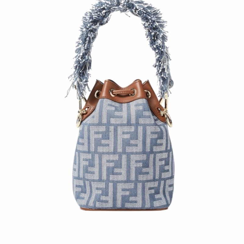 Fendi 女士 Mon Tresor 牛仔效果 FF 提花迷你包均碼碼MINI、14cm*12cm*18cm-1