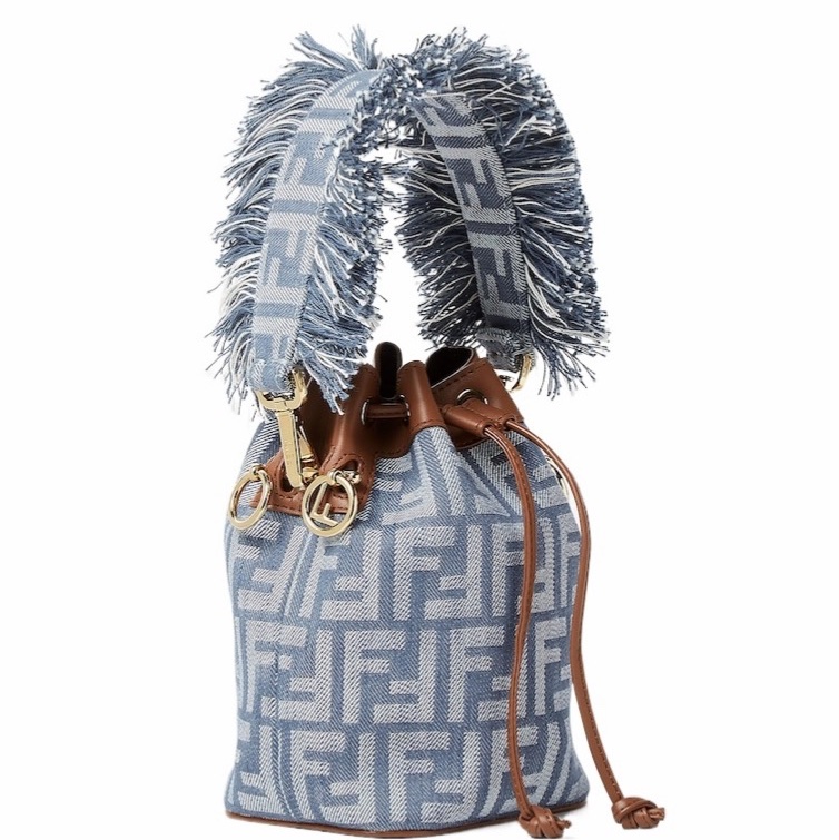 Fendi 女士 Mon Tresor 牛仔效果 FF 提花迷你包均碼碼MINI、14cm*12cm*18cm-2