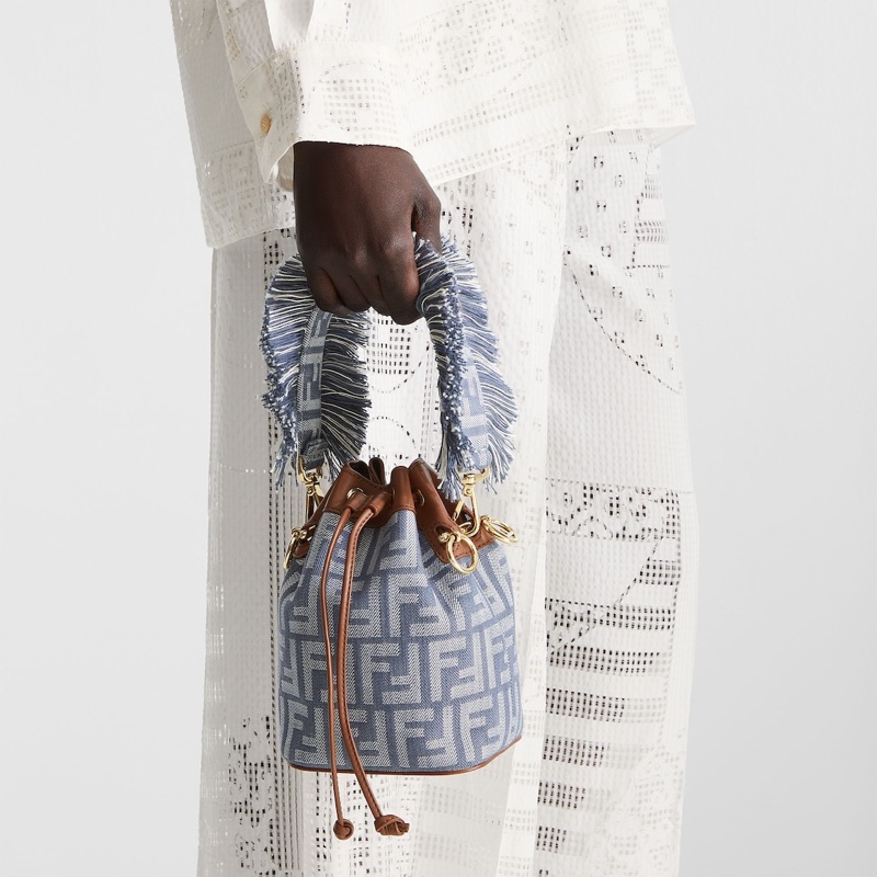 Fendi 女士 Mon Tresor 牛仔效果 FF 提花迷你包均碼碼MINI、14cm*12cm*18cm-4