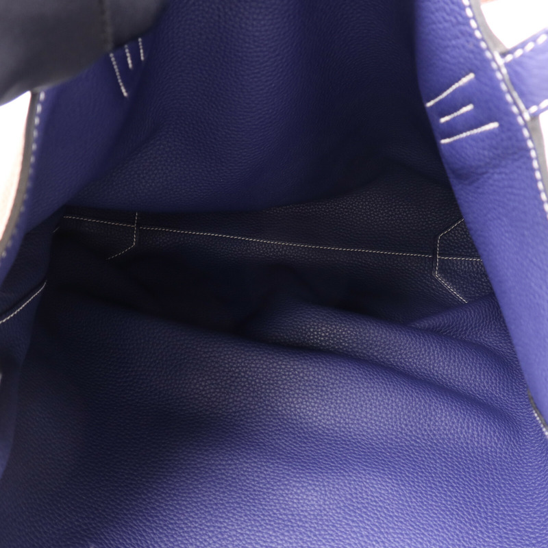 HERMES Clemence皮革Double Sens 45肩背袋/手挽袋Gold/Bleu Encre-4