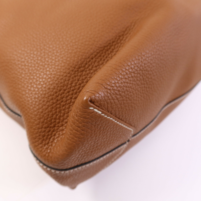 HERMES Clemence皮革Double Sens 45肩背袋/手挽袋Gold/Bleu Encre-11