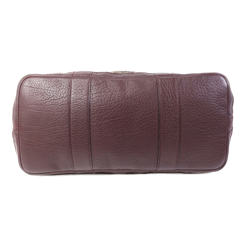 HERMES Wool Fabric/Negonda皮革Garden Party PM銀扣手挽袋Burgundy-3