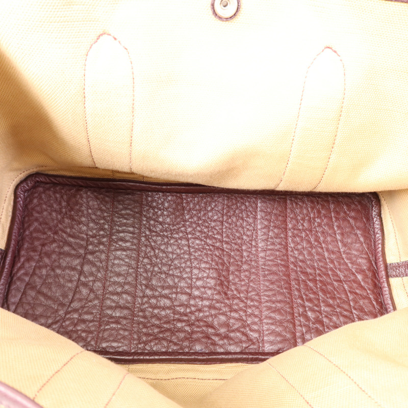 HERMES Wool Fabric/Negonda皮革Garden Party PM銀扣手挽袋Burgundy-4