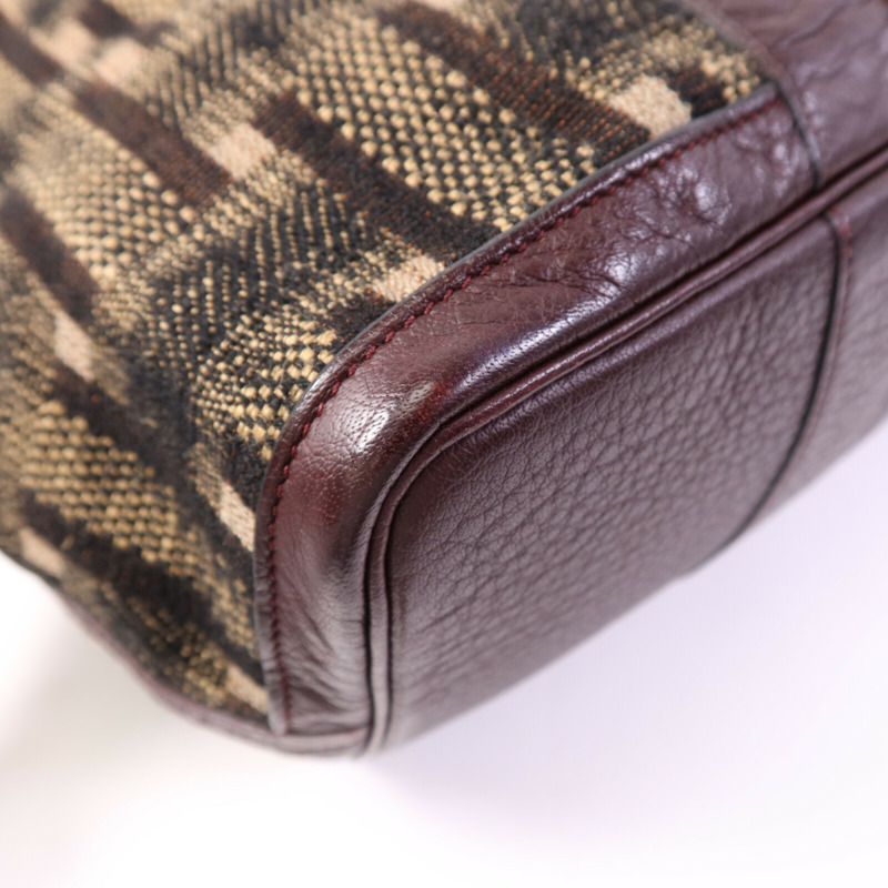 HERMES Wool Fabric/Negonda皮革Garden Party PM銀扣手挽袋Burgundy-10