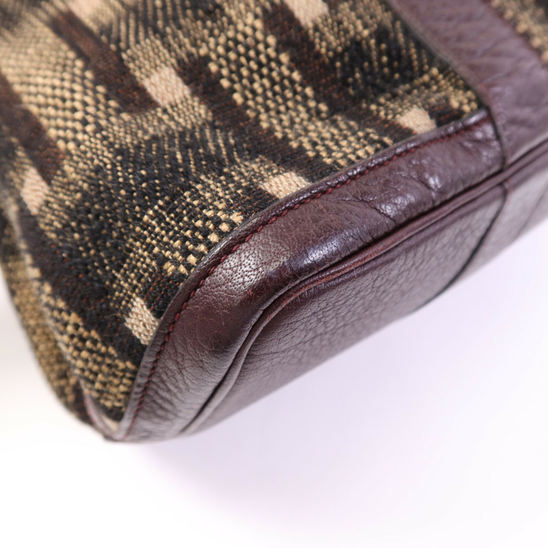 HERMES Wool Fabric/Negonda皮革Garden Party PM銀扣手挽袋Burgundy-12
