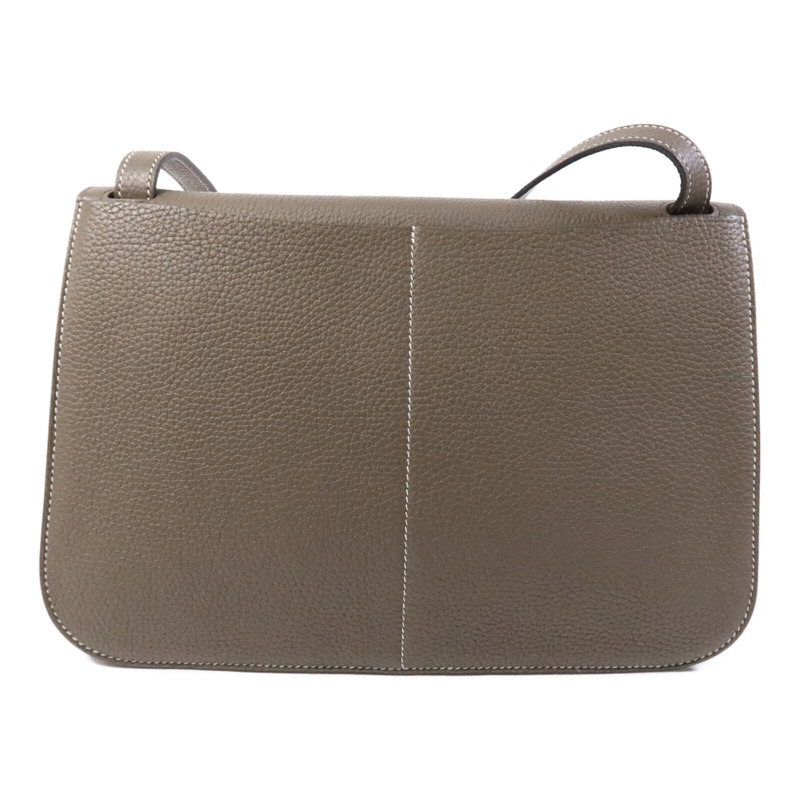 HERMES Swift/Clemence皮革Halzan 31銀扣手挽肩背兩用袋Etain-1