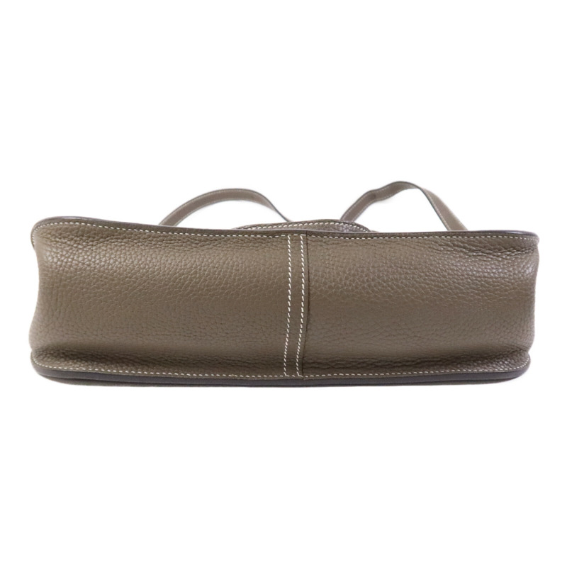 HERMES Swift/Clemence皮革Halzan 31銀扣手挽肩背兩用袋Etain-3