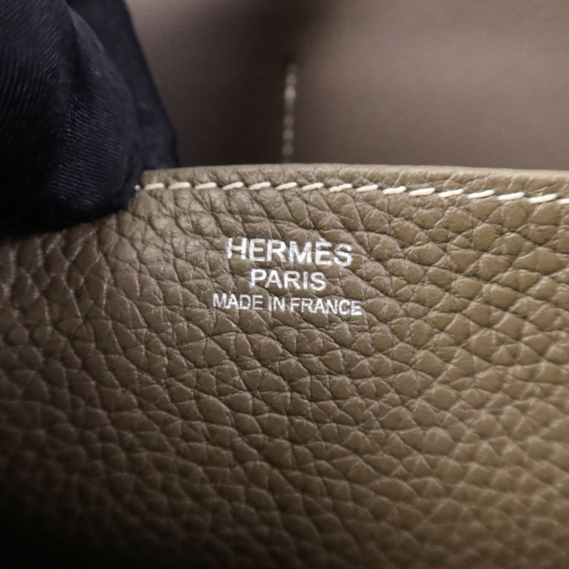 HERMES Swift/Clemence皮革Halzan 31銀扣手挽肩背兩用袋Etain-5