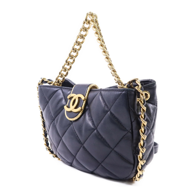 CHANEL 羊皮皮革Chain Shoulder Bag金扣手挽肩背兩用袋-2