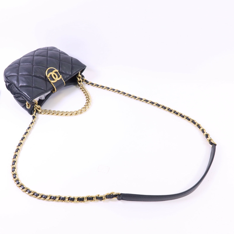 CHANEL 羊皮皮革Chain Shoulder Bag金扣手挽肩背兩用袋-4