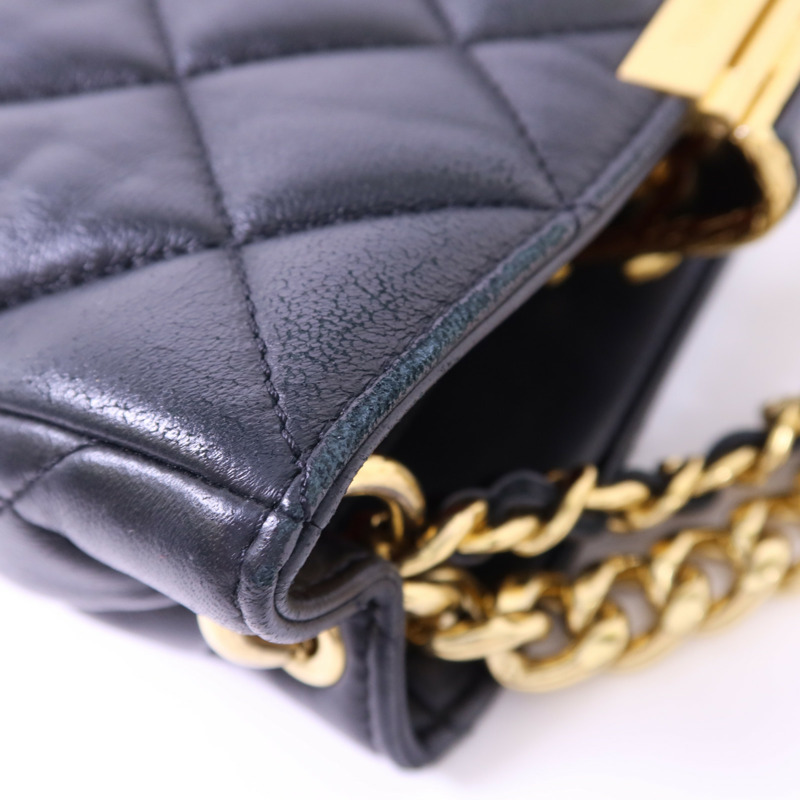 CHANEL 羊皮皮革Chain Shoulder Bag金扣手挽肩背兩用袋-15