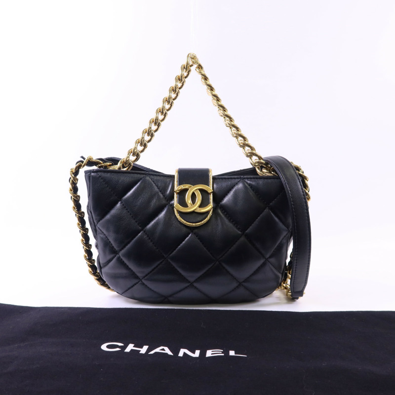 CHANEL 羊皮皮革Chain Shoulder Bag金扣手挽肩背兩用袋-18
